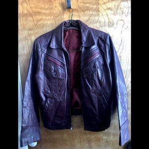 Vintage Burgundy Leather Jacket